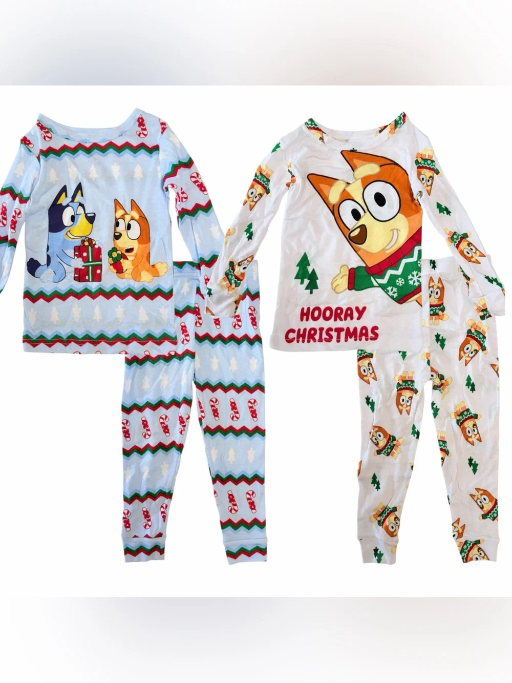 Bluey Bingo Christmas Pajamas 4T 4 Piece Cotton Set NWT
